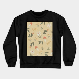 Flower & Mushroom Pattern - Yellow Crewneck Sweatshirt